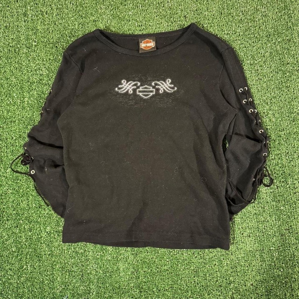 Vintage Harley Davidson Twin Cities Lakeville MN Long Sleeve Lace Up Shirt S